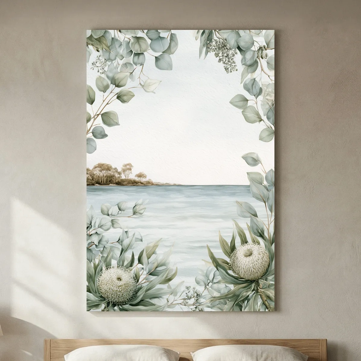 Coastal Eucalyptus And Banksia Painting - Serene Botanical Wall Art