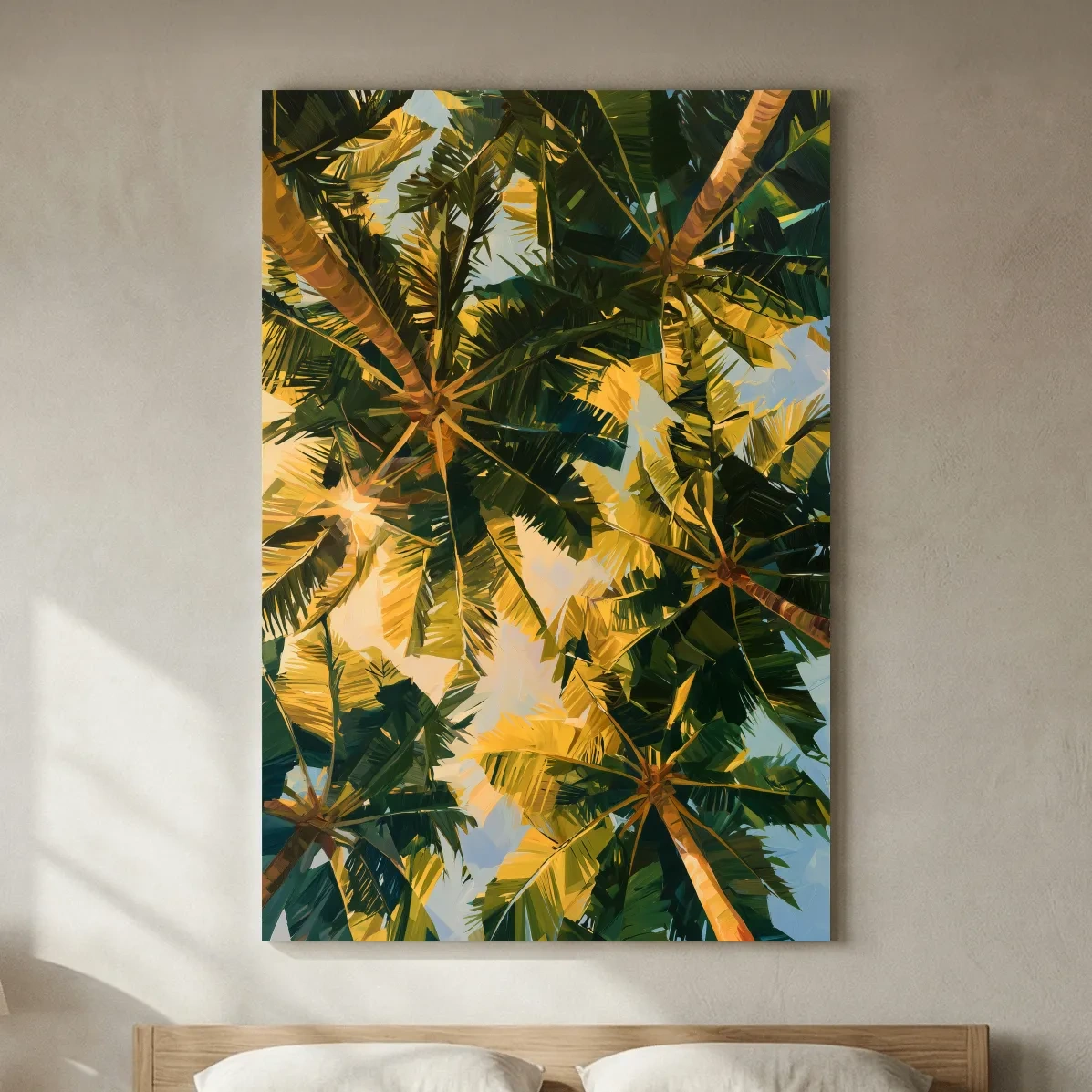 Abstract Tropical Palm Canopy Painting - Exotic Botanical Wall Art