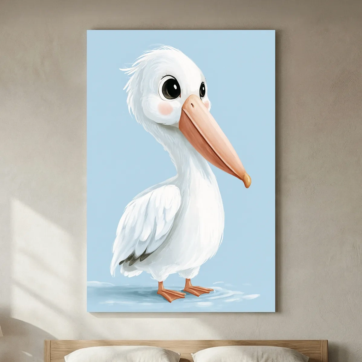 Cute Baby Pelican Painting - Whimsical Nursery Marine Life Art