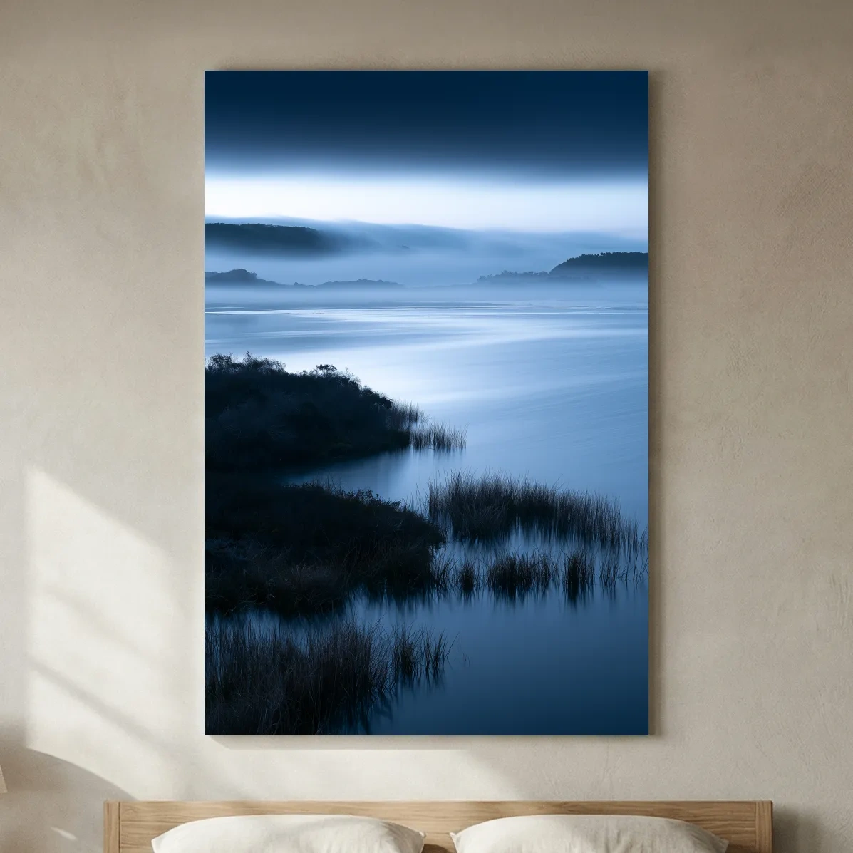 Misty Marshland Horizon - Minimalist Photographic Landscape Wall Art
