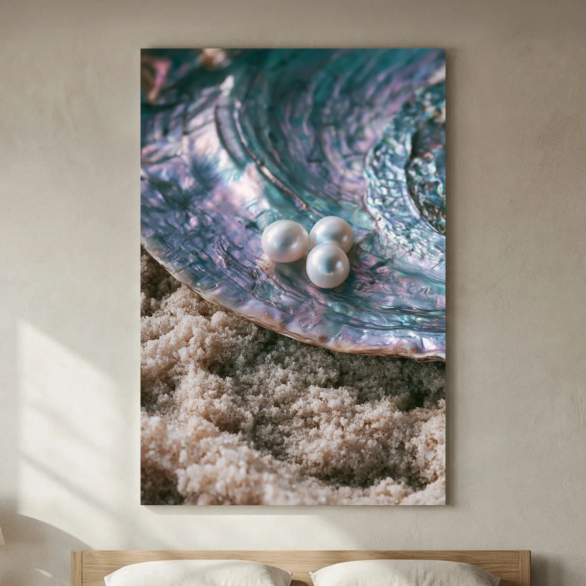 Iridescent Abalone Shell With Pearls - Photographic Coastal Still Life Wall Art