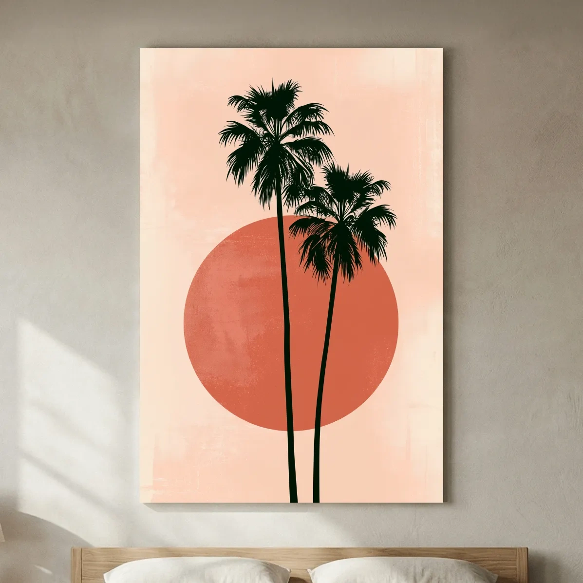 Mid-Century Tropical Palm Silhouette - Minimalist Geometric Wall Art