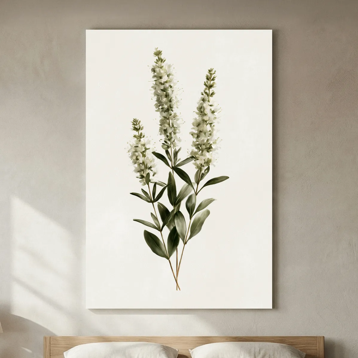 Minimalist White Coastal Florals - Botanical Illustration Wall Art