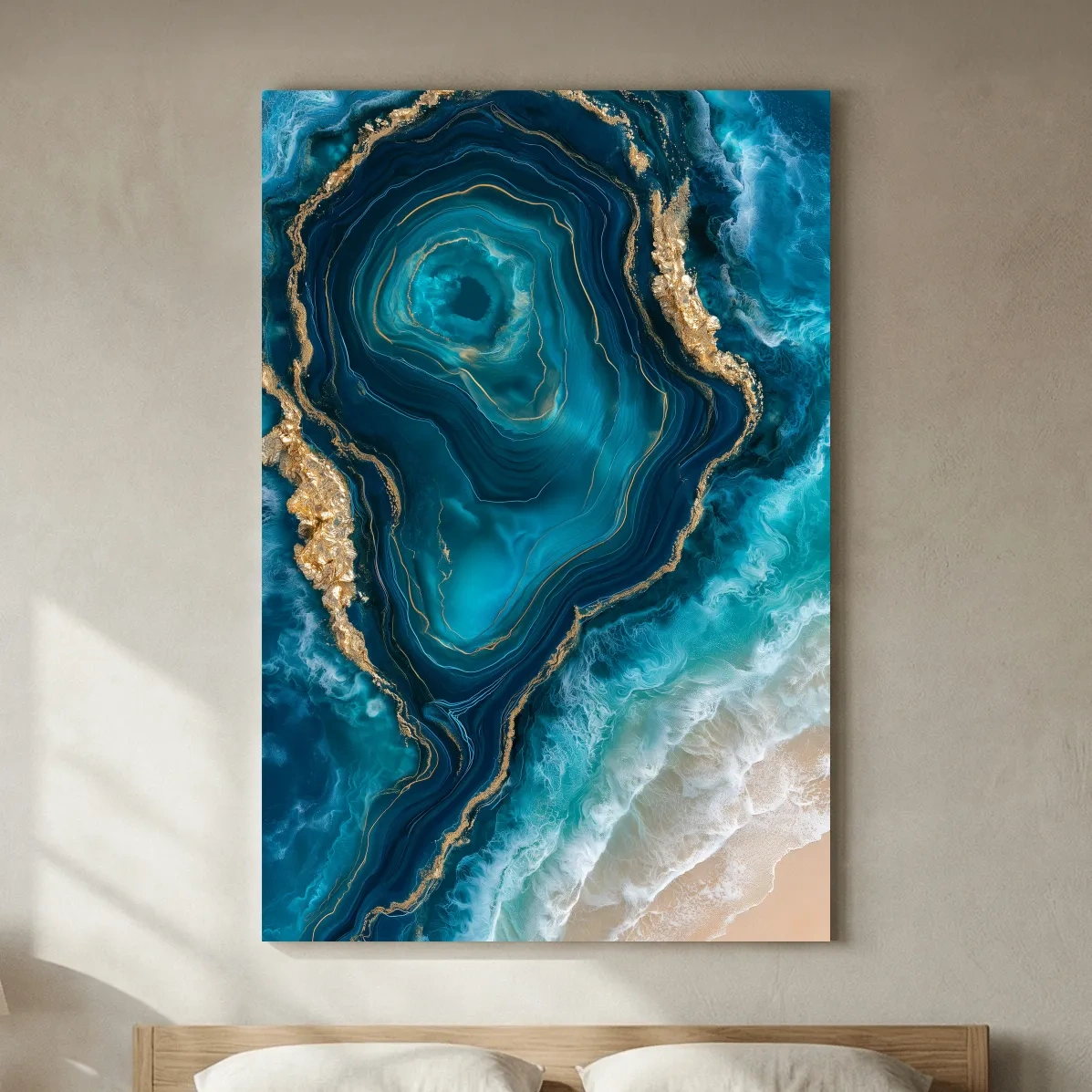 Ocean Geode Resin Design - Abstract Natural Mineral Wall Art