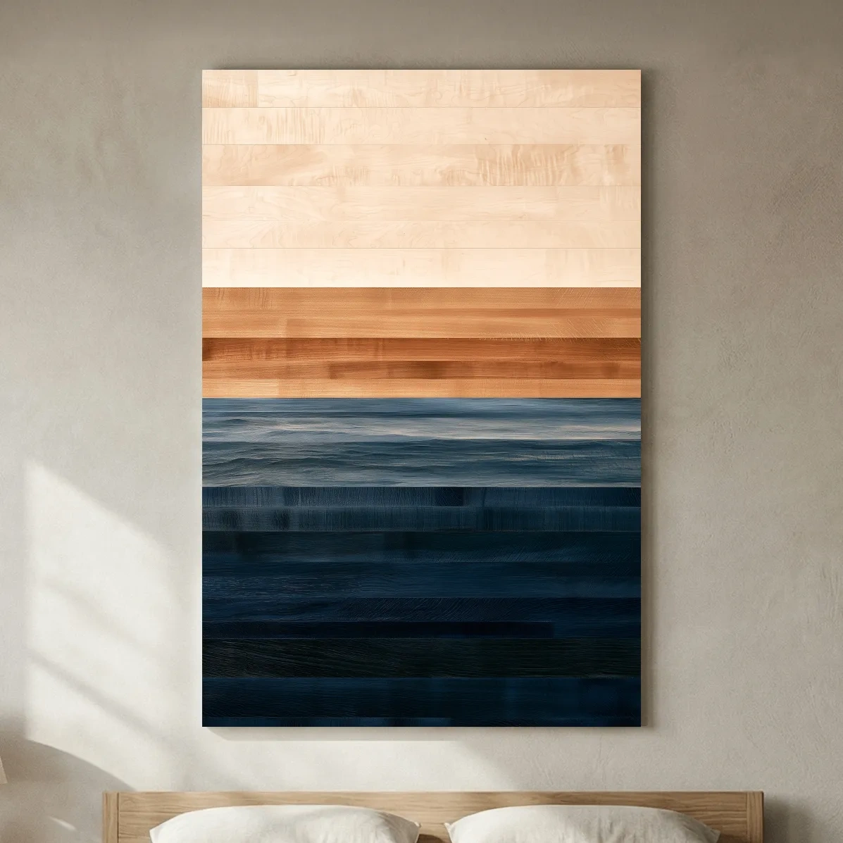 Minimalist Ocean Horizon - Mixed Media Seascape Wall Art