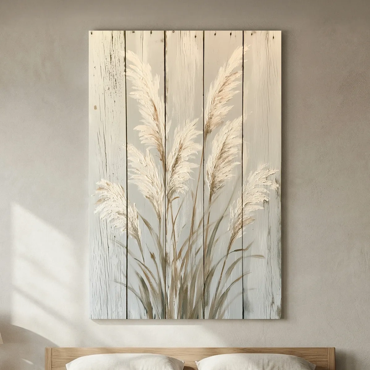Rustic Pampas Grass Painting - Coastal Botanical Wall Art