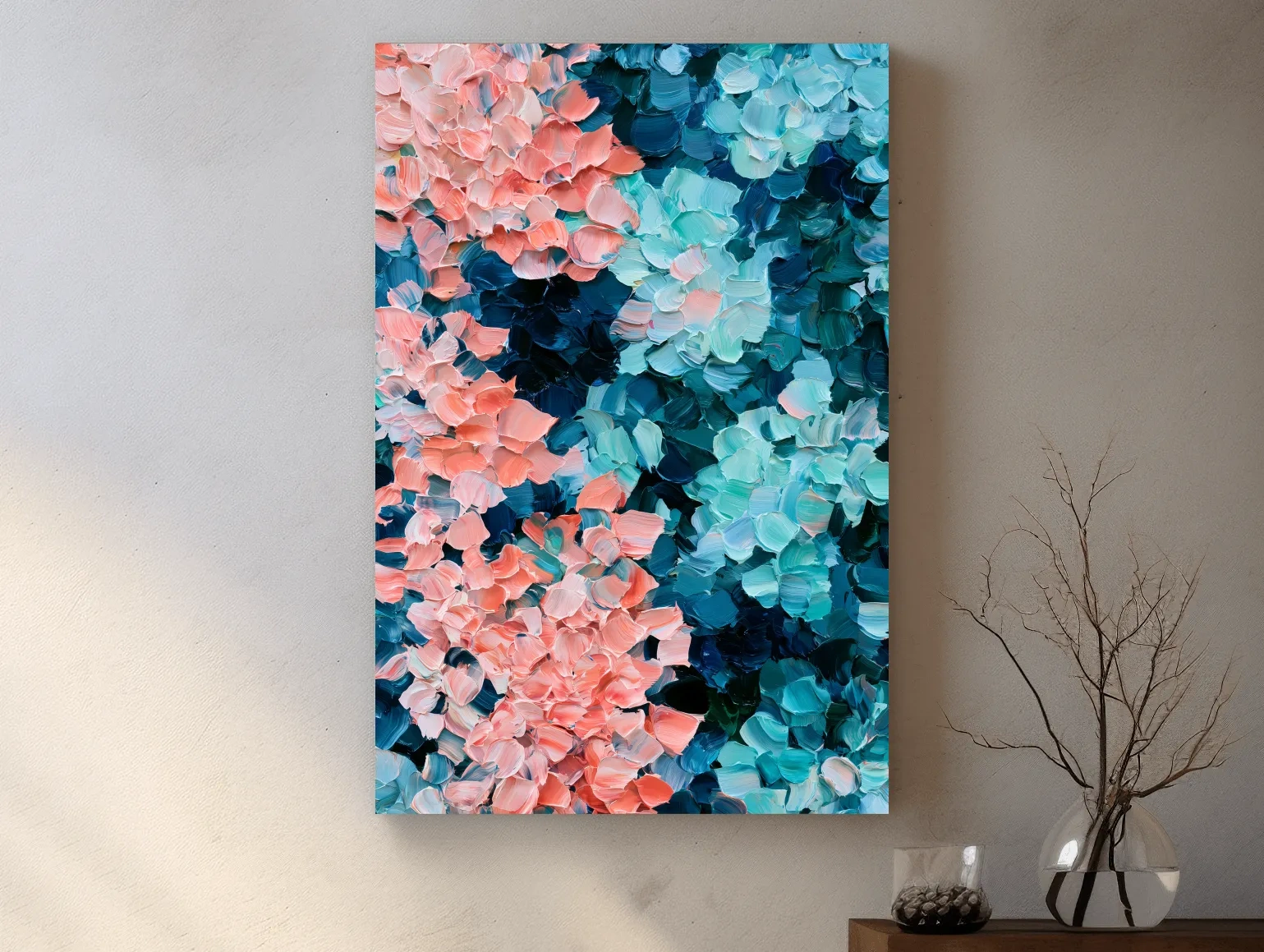 Abstract Aerial Coral Reef Painting - Ocean Wall Art
