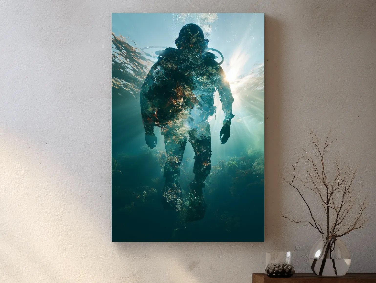 Surreal Scuba Diver Double Exposure - Photographic Wall Art