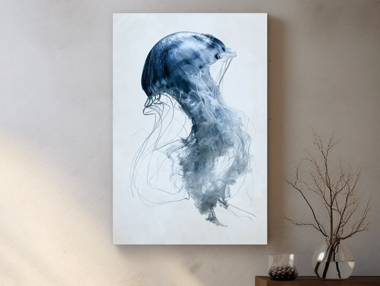 Minimalist Jellyfish Illustration - Hamptons Marine Life Wall Art