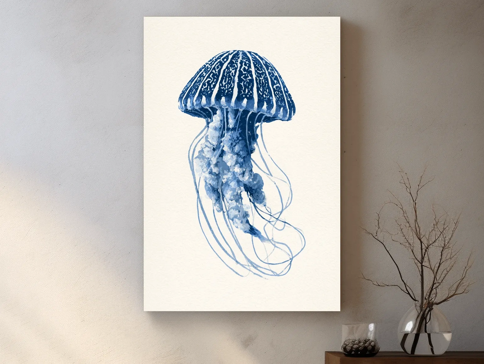 Hamptons Jellyfish Watercolour - Minimalist Marine Life Wall Art