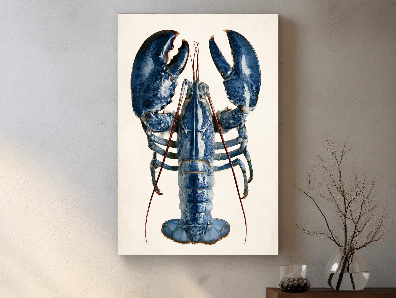 Hamptons Lobster Illustration - Minimalist Coastal Marine Life Wall Art