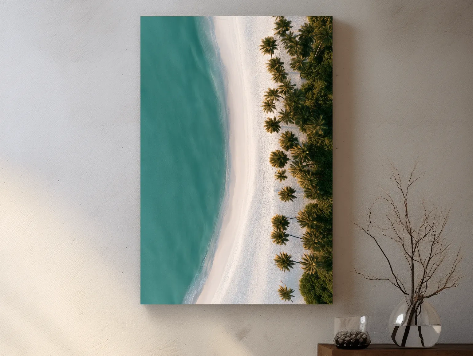 Aerial Tropical Palm Beach - Minimalist Photographic Wall Art