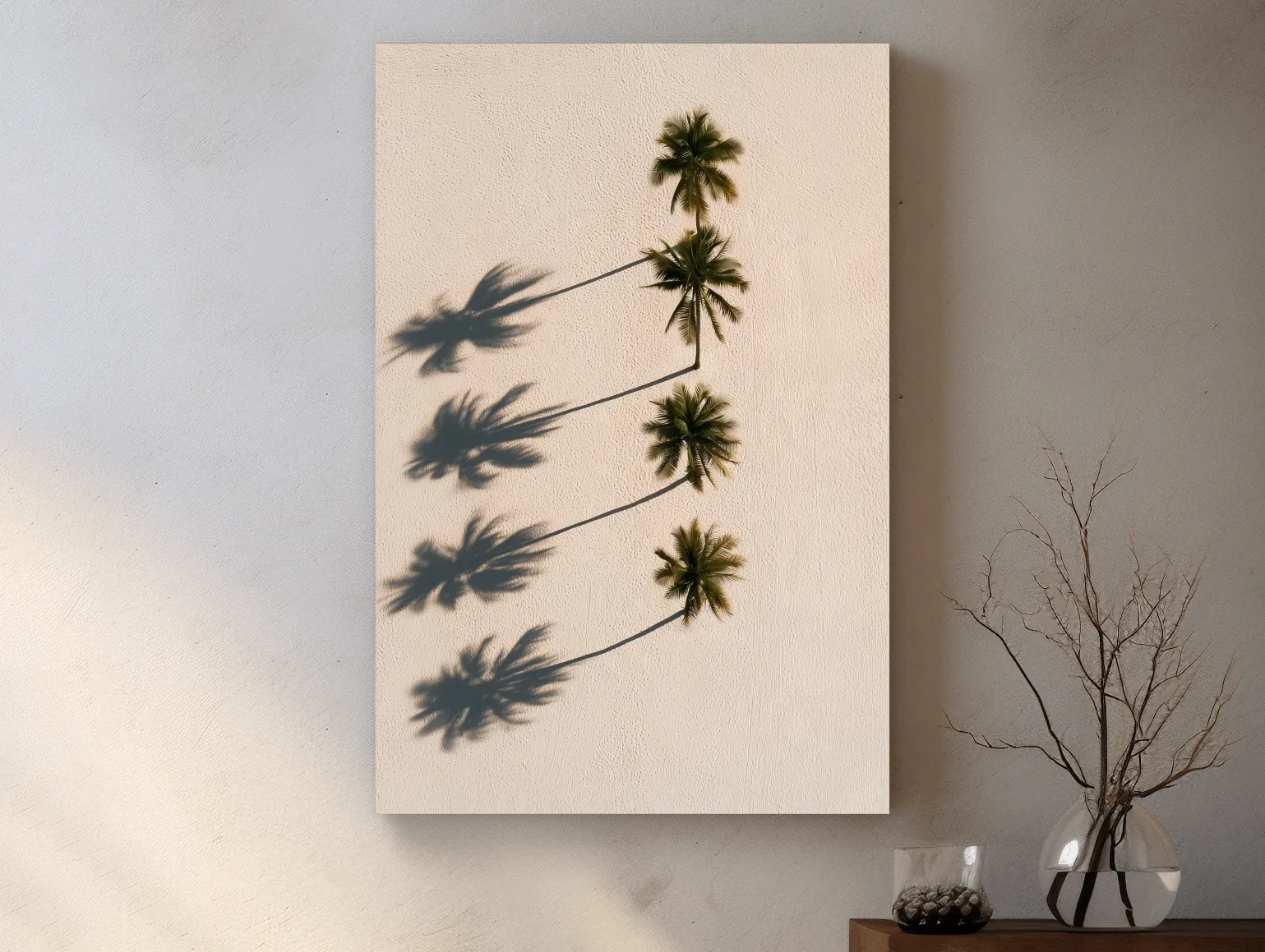 Aerial Tropical Palm Shadows - Minimalist Photographic Wall Art