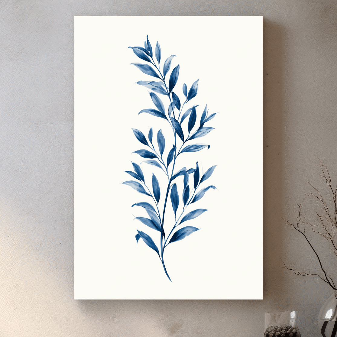 Minimalist Coastal Botanical Illustration - Hamptons Leaf Wall Art