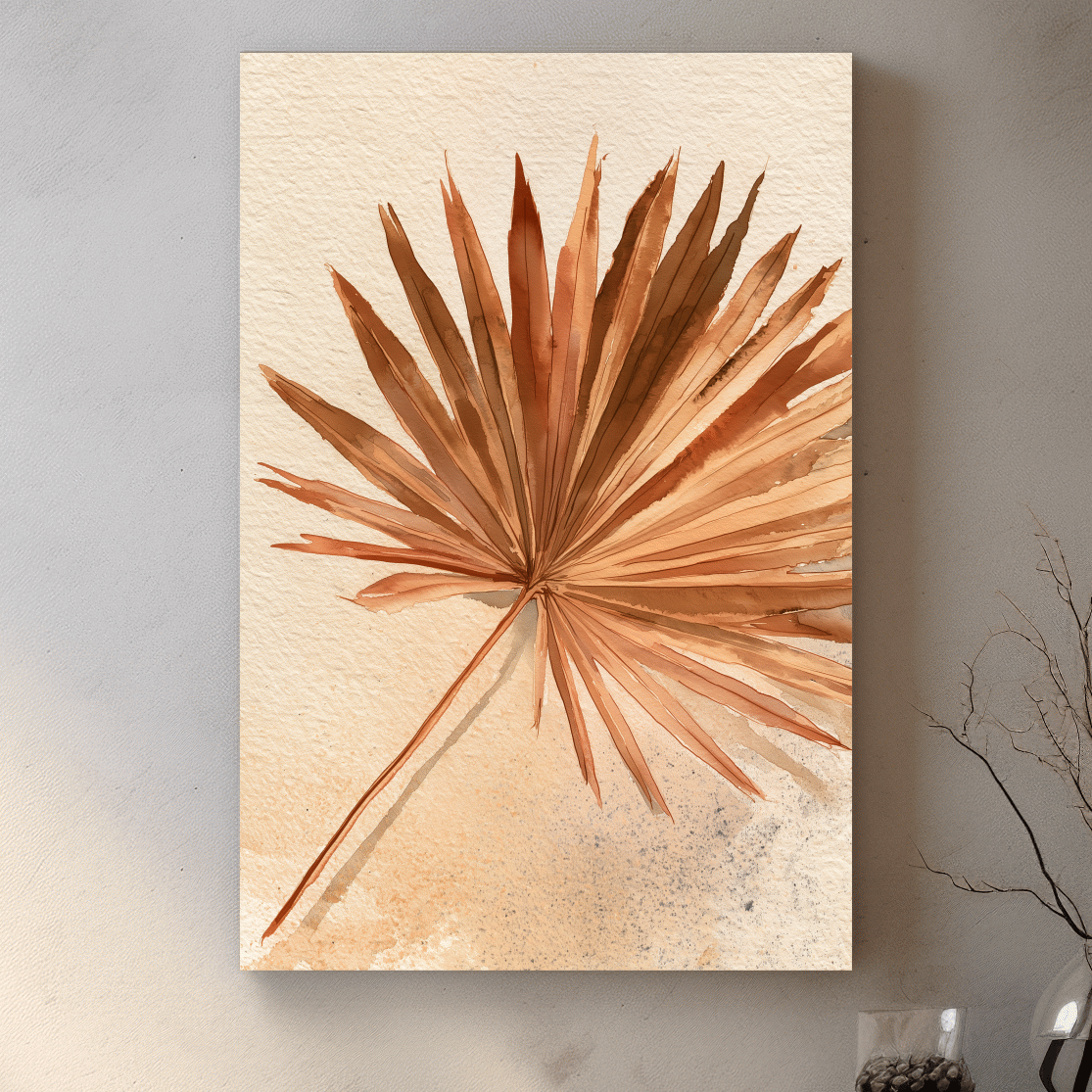 Minimalist Tropical Palm Frond - Boho Watercolour Botanical Wall Art