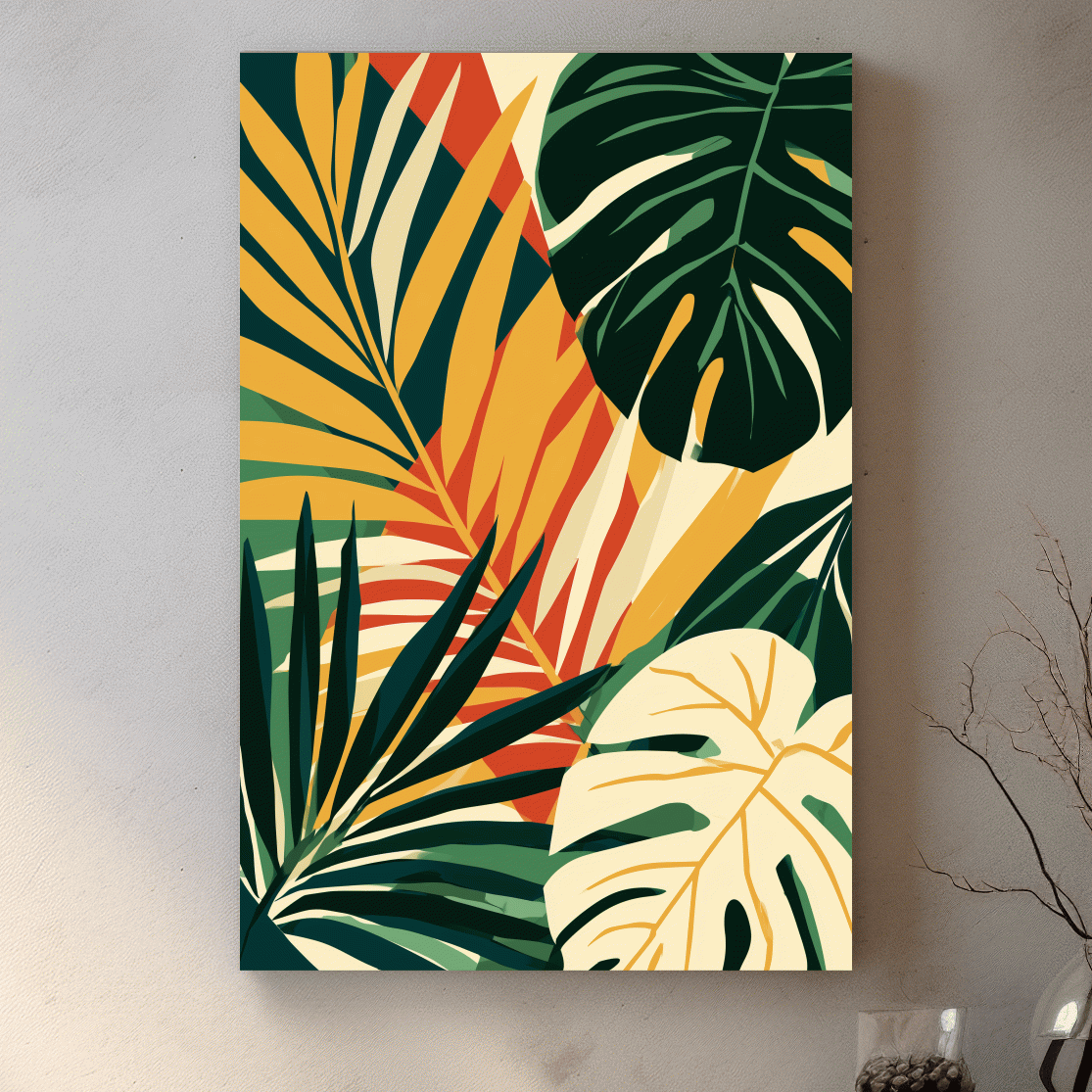 Mid-Century Tropical Palm Leaf Vector Art - Retro Botanical Wall Art