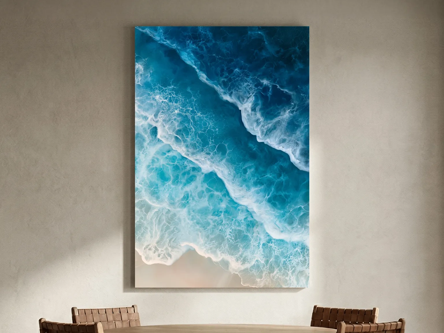Aerial Crashing Ocean Waves - Photographic Style Coastal Wall Art