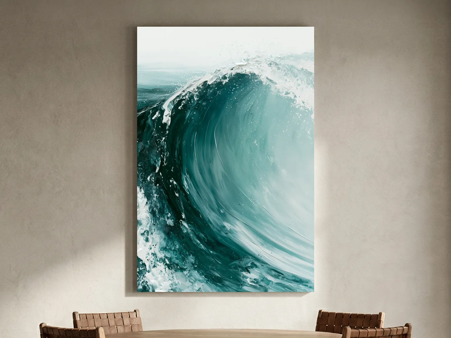 Crashing Ocean Wave Painting - Dynamic Coastal Wall Art