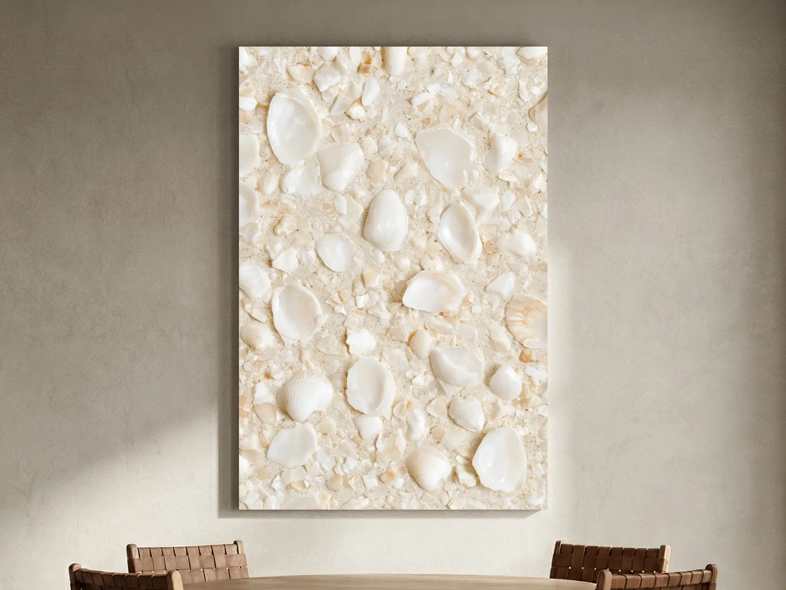 Crushed Seashell Terrazzo Design - Minimalist Natural Wall Art