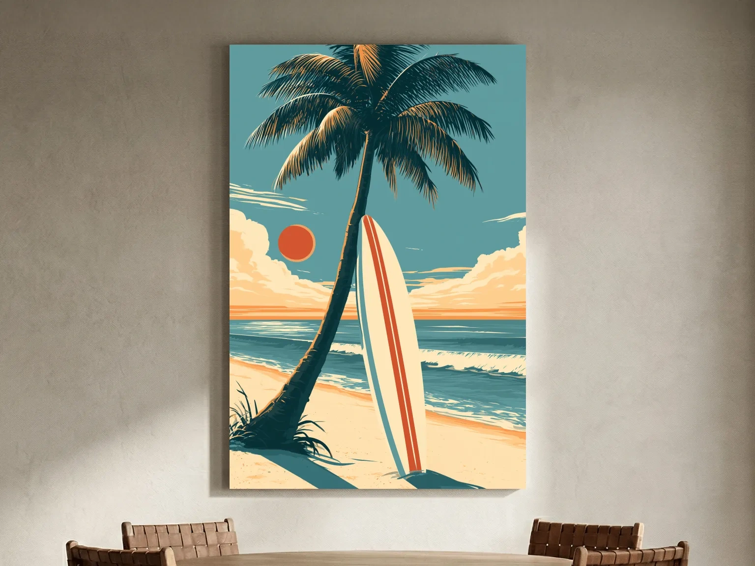 Vintage Surfboard Palm Beach - Retro Surfer Wall Art