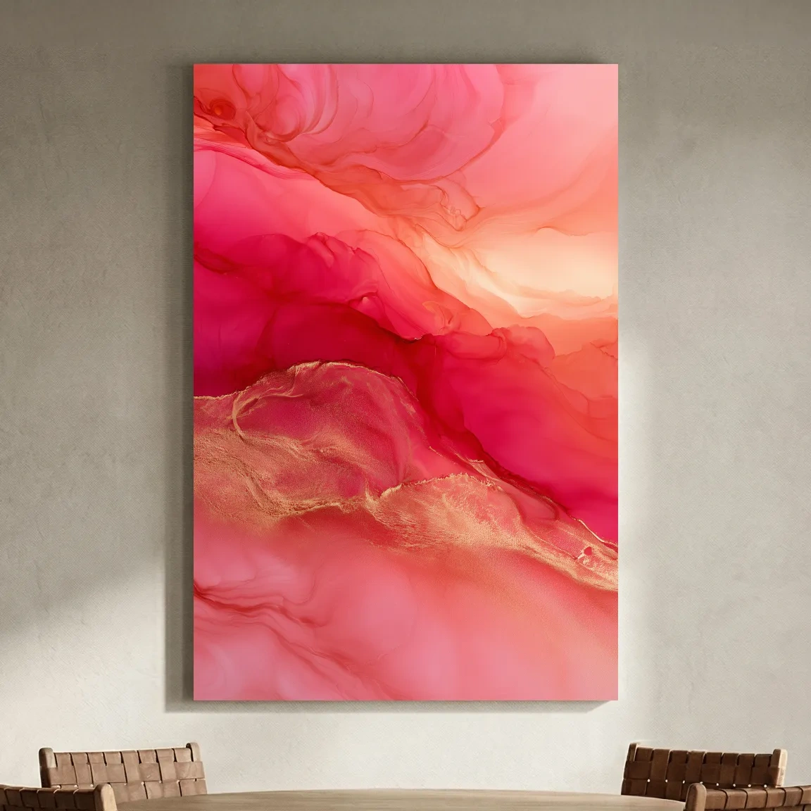 Abstract Agate Fluid Ink Design - Surreal Sunset Wall Art