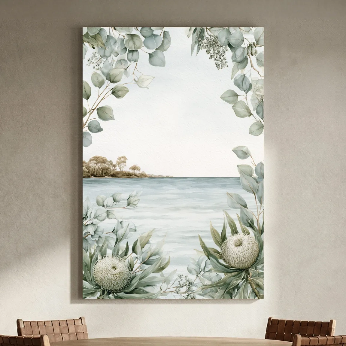 Coastal Eucalyptus And Banksia Painting - Serene Botanical Wall Art