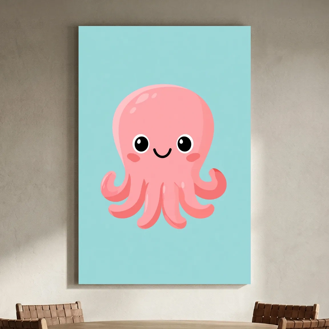 Cute Baby Squid Illustration - Underwater Nursery Marine Life Art