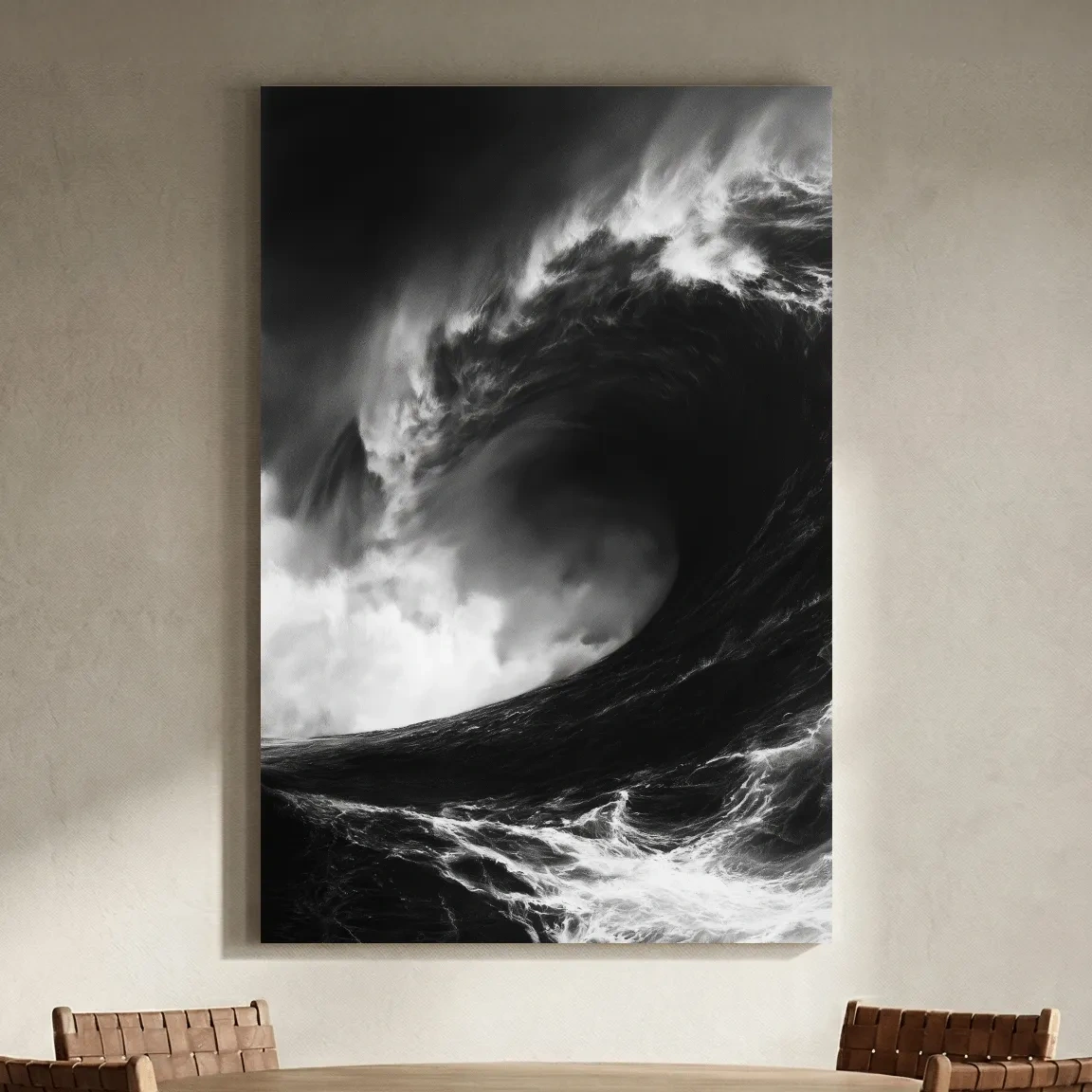 Abstract Crashing Wave Drawing - Dramatic Ocean Wall Art