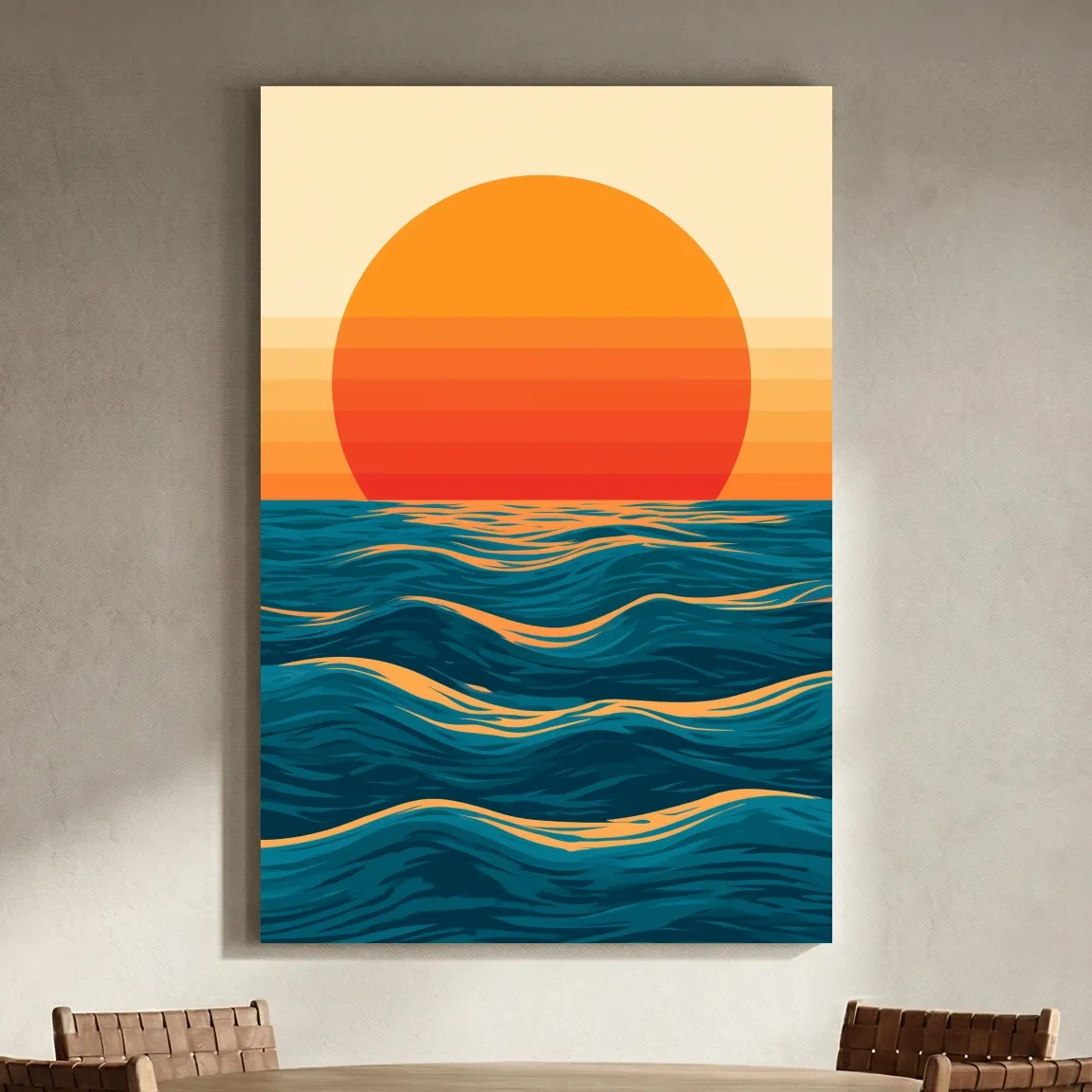 Mid-Century Ocean Sunset - Vector Ocean Wall Art
