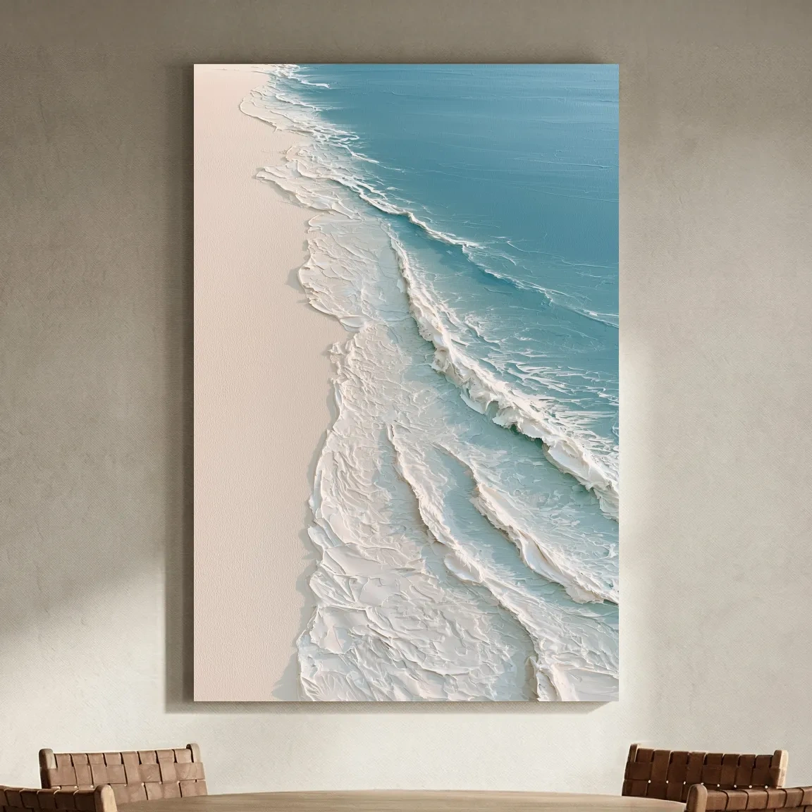 Aerial Ocean Waves Painting - Serene Coastal Seascape Wall Art