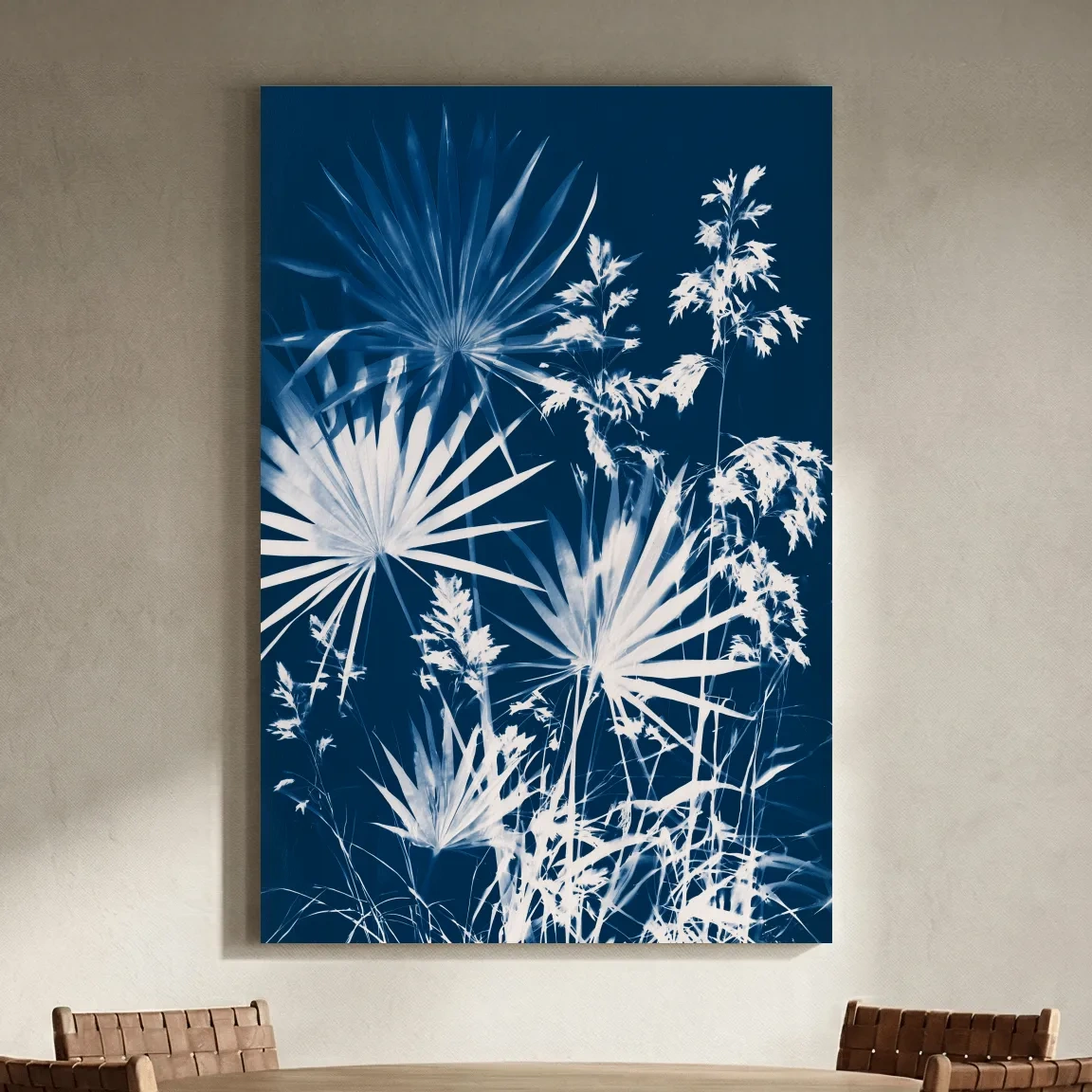 Cyanotype Palm Botanical Illustration - Tropical Hamptons Wall Art