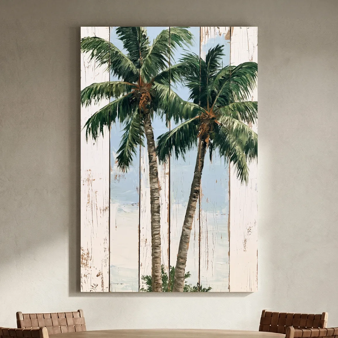 Tropical Palm Trees Painting - Rustic Style Wall Art