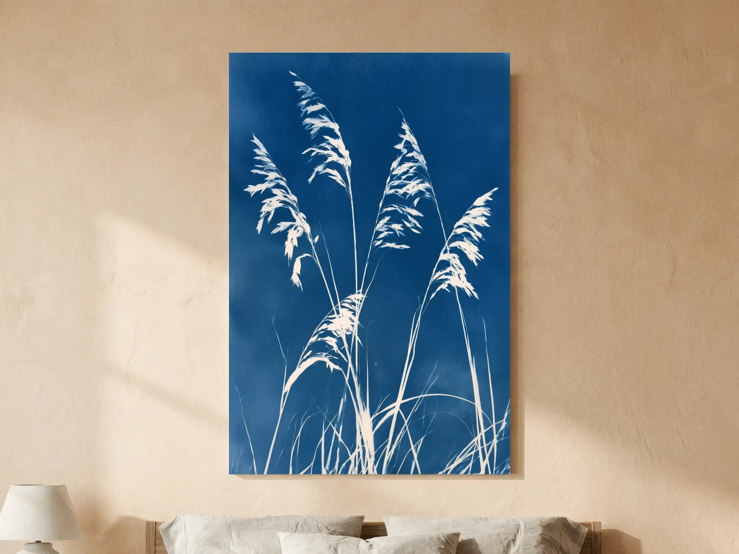 Cyanotype Sea Oats Illustration - Hamptons Coastal Botanical Wall Art