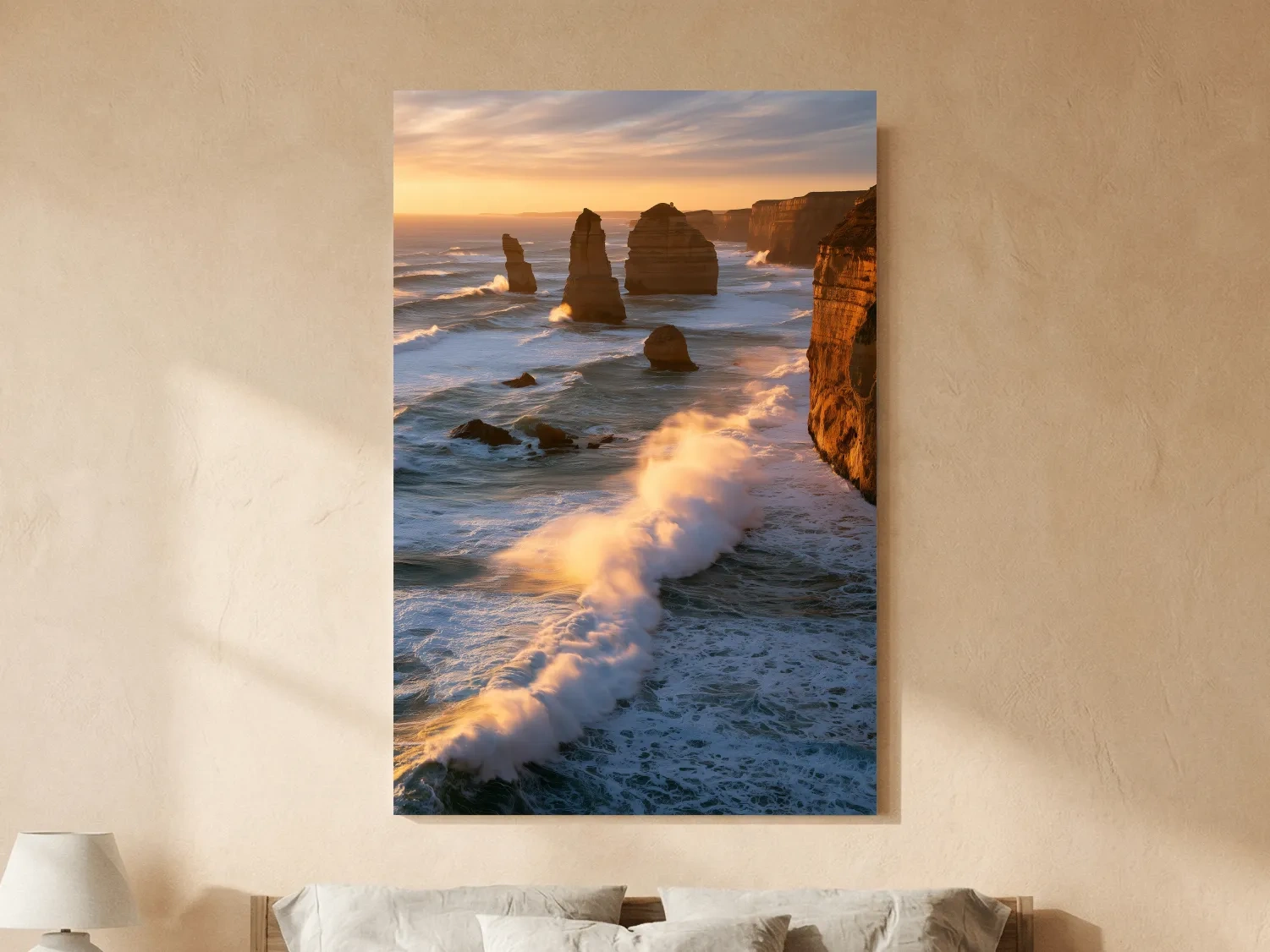 Golden Hour Sea Stacks - Dramatic Coastal Photographic Wall Art
