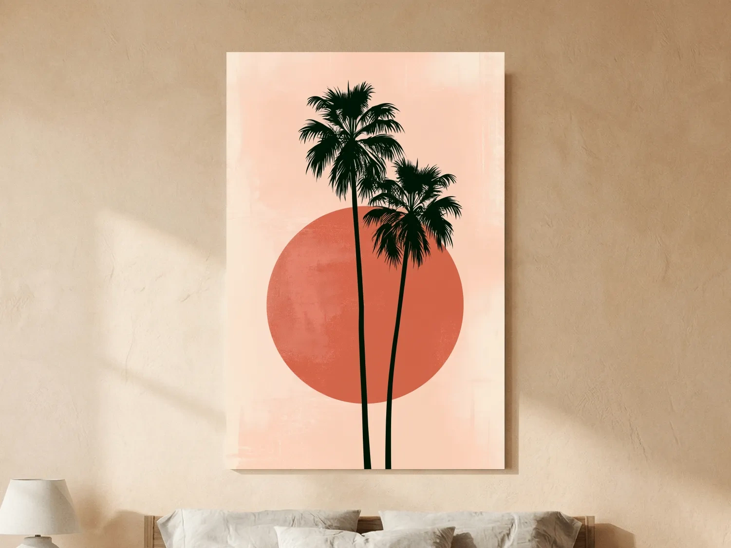 Mid-Century Tropical Palm Silhouette - Minimalist Geometric Wall Art