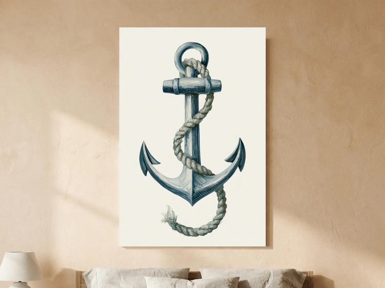 Hamptons Anchor and Rope Illustration - Minimalist Nautical Wall Art