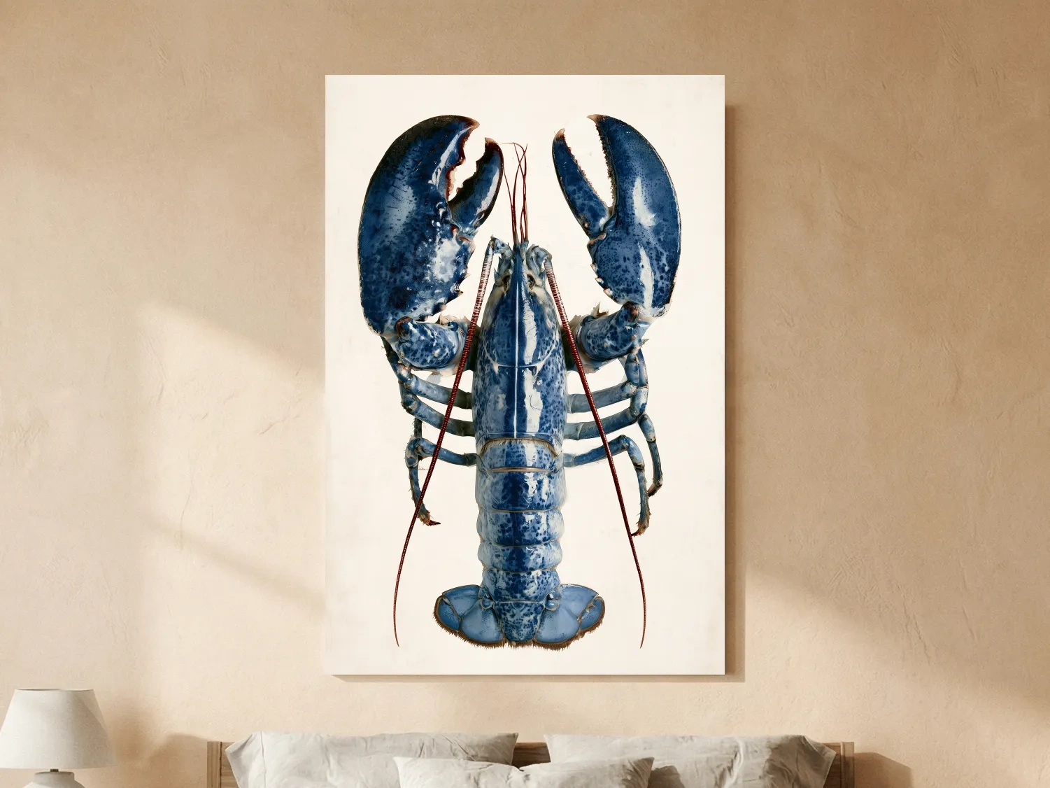 Hamptons Lobster Illustration - Minimalist Coastal Marine Life Wall Art