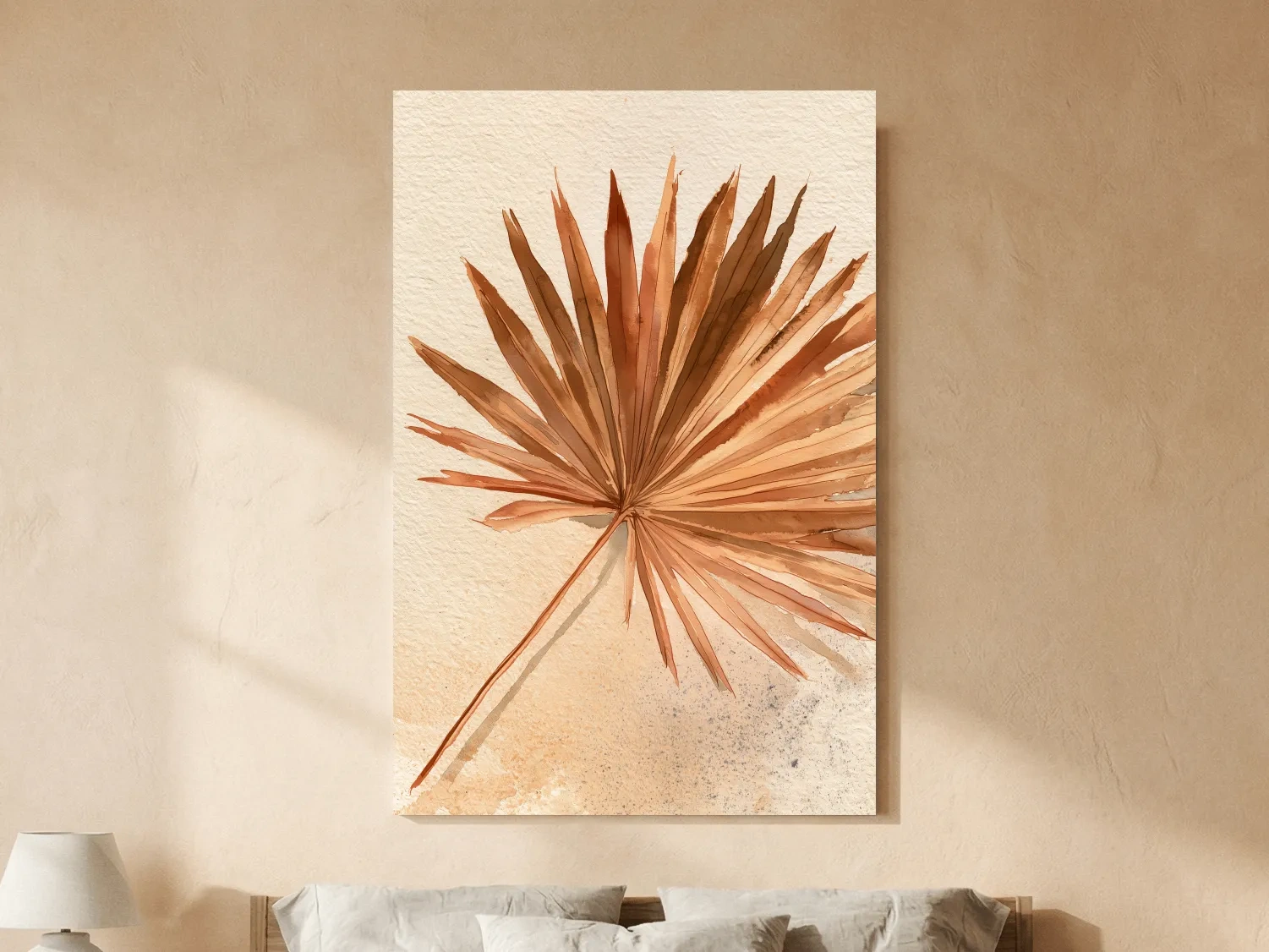 Minimalist Tropical Palm Frond - Boho Watercolour Botanical Wall Art