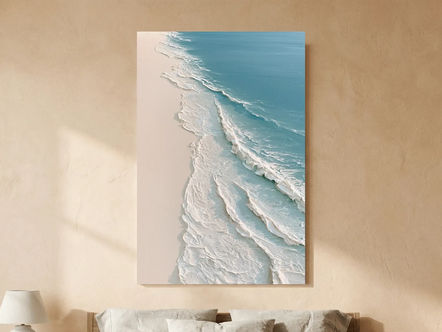 Aerial Ocean Waves Painting - Serene Coastal Seascape Wall Art