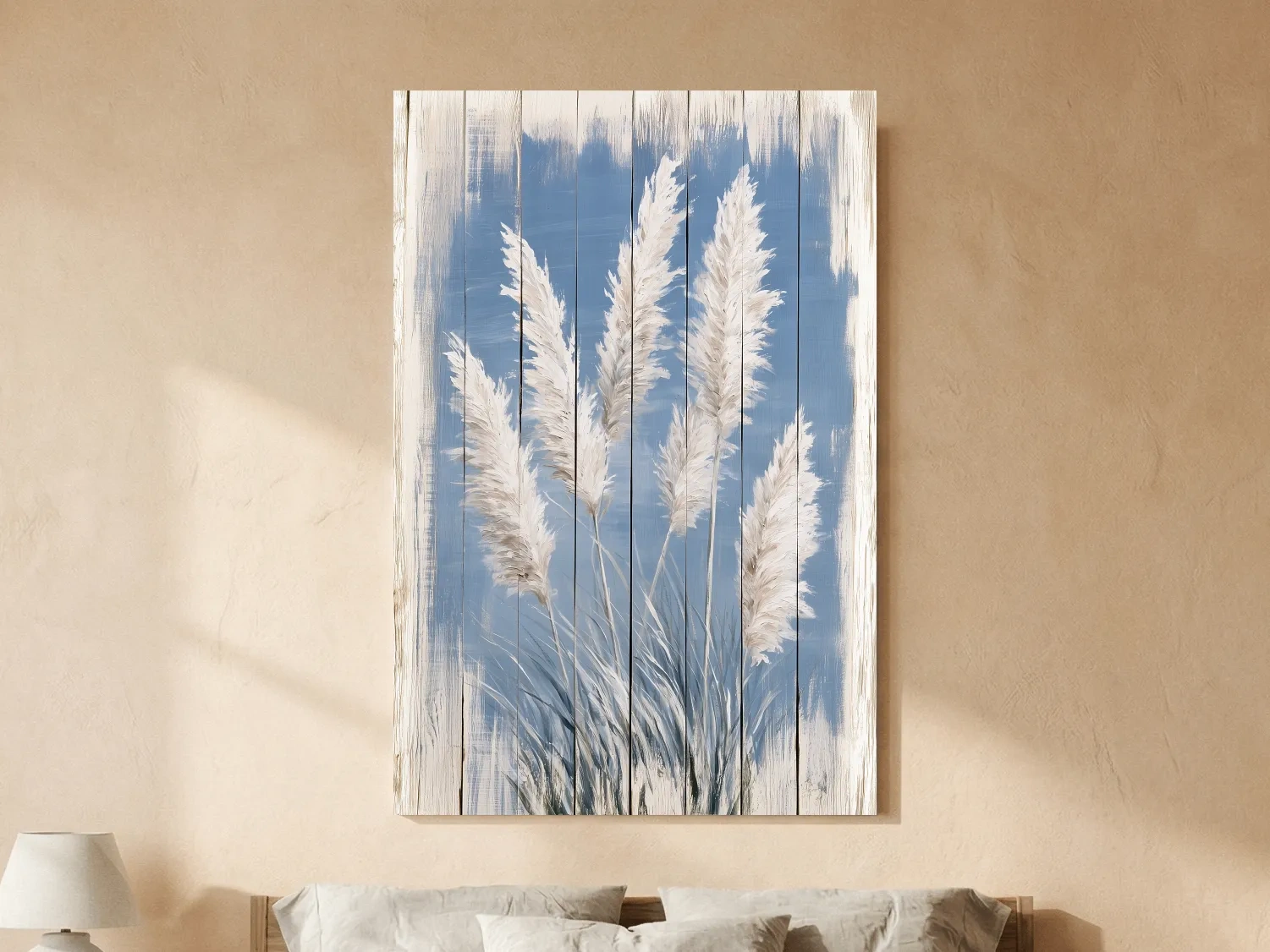 Coastal Pampas Seagrass Painting - Rustic Botanical Wall Art