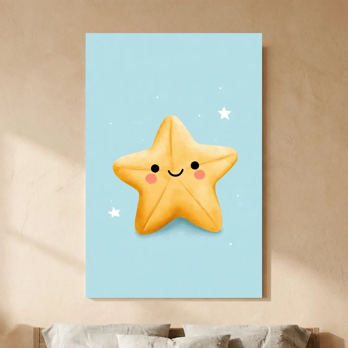 Cute Baby Starfish Underwater Illustration - Nursery Marine Life Wall Art