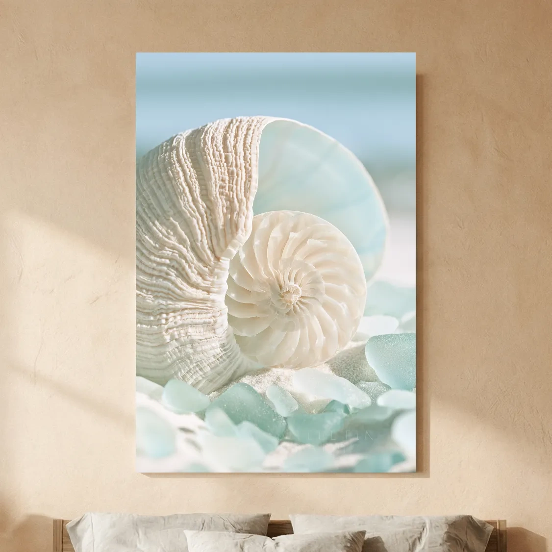 Nautilus Shell Sea Glass Still Life - Photographic Coastal Wall Art