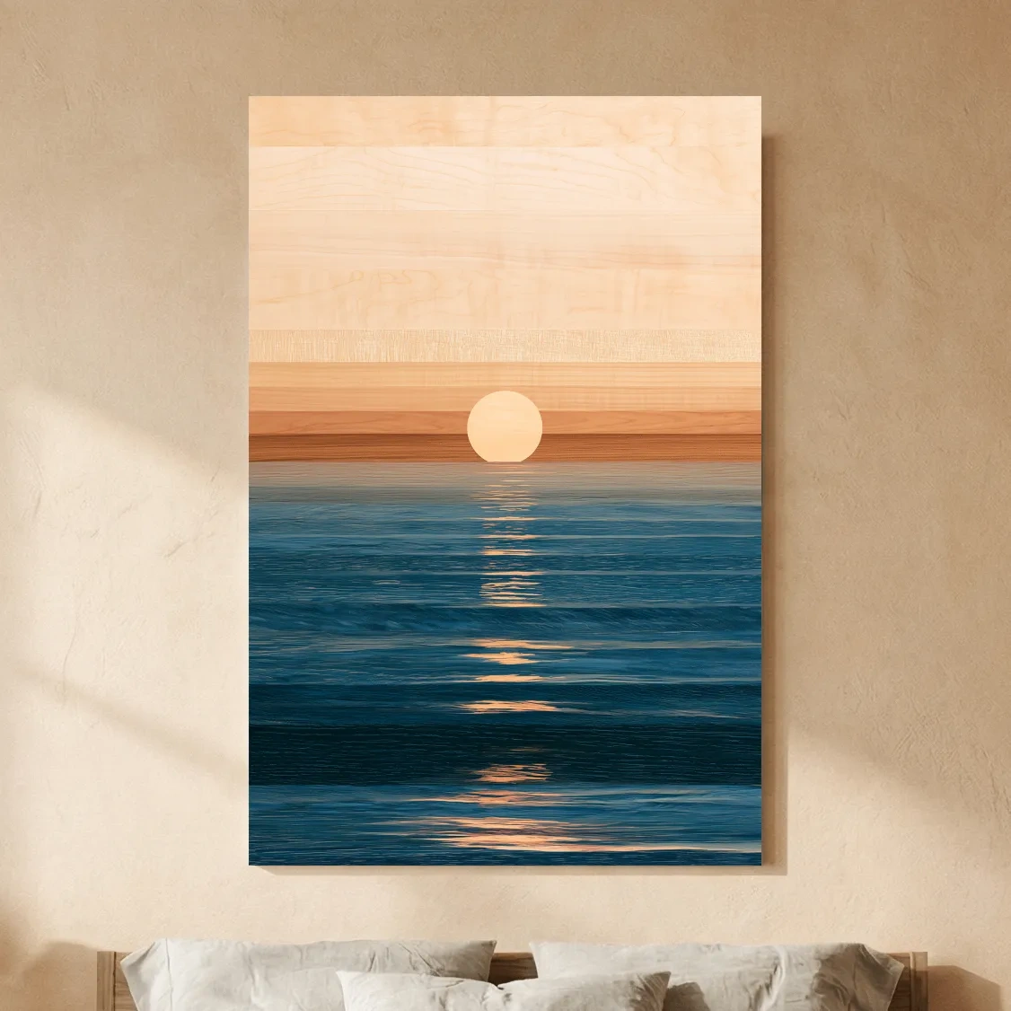 Minimalist Ocean Horizon Sunset - Mixed Media Wall Art