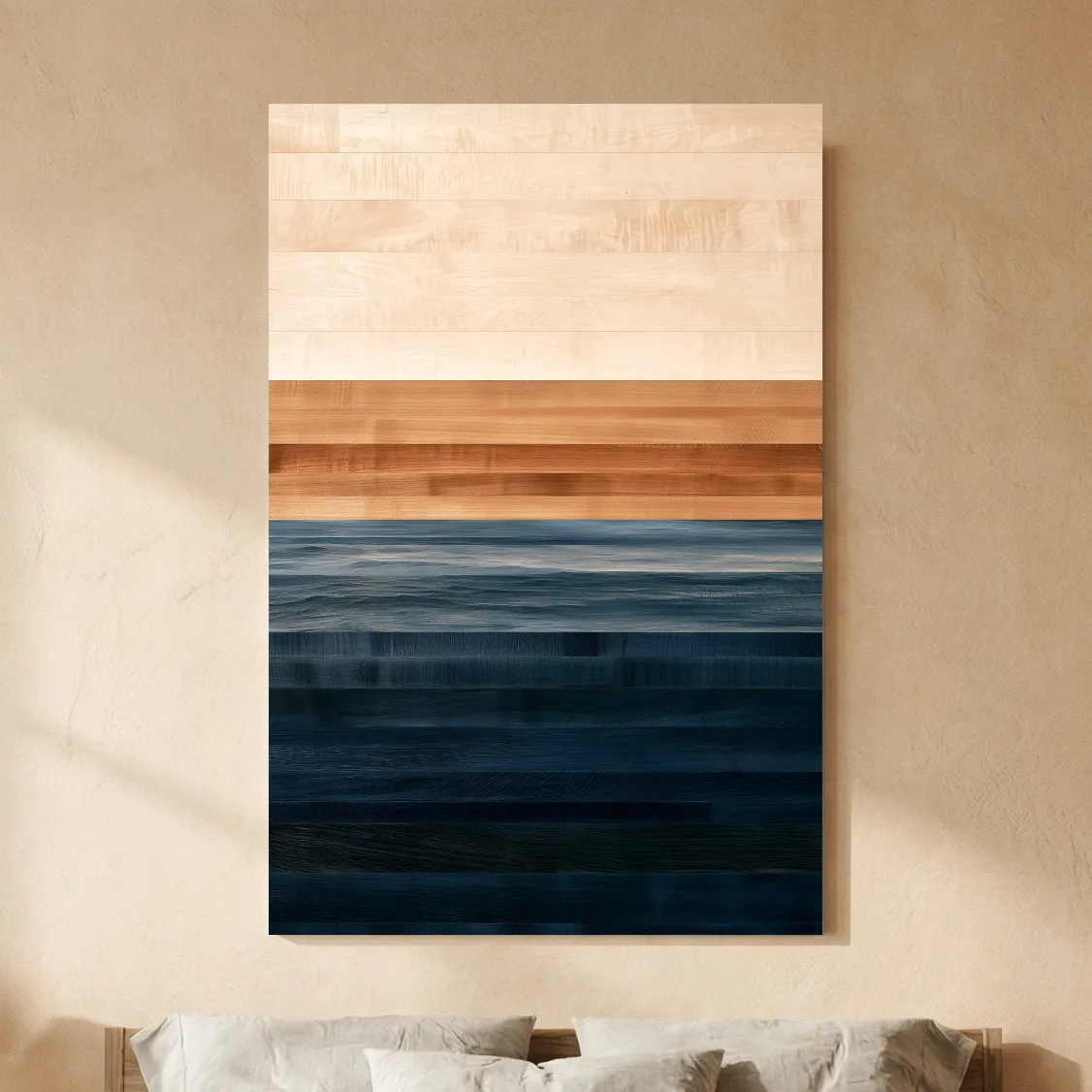 Minimalist Ocean Horizon - Mixed Media Seascape Wall Art