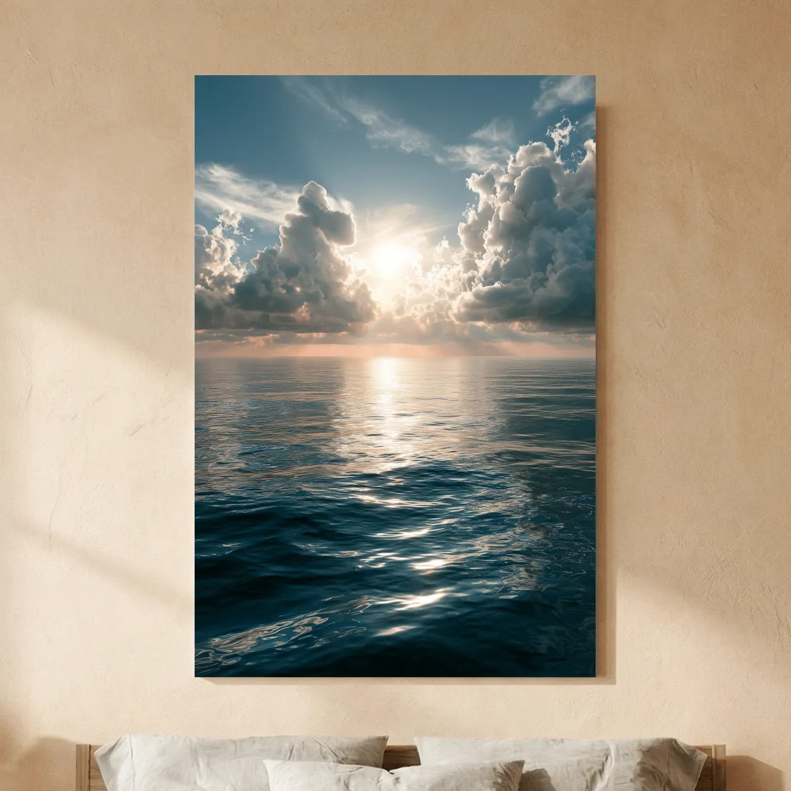 Dramatic Sunlit Ocean Horizon - Moody Seascape Wall Art