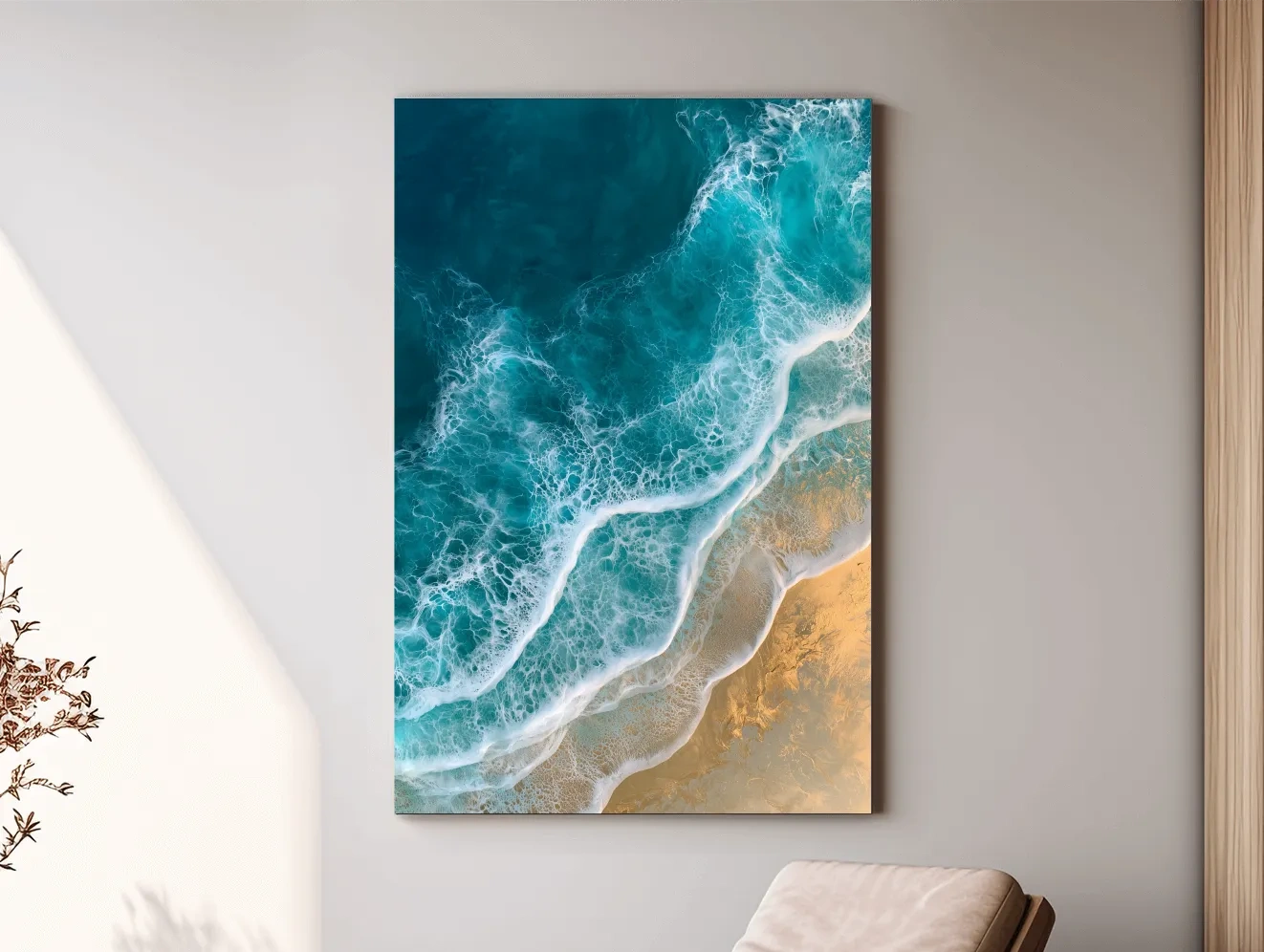 Aerial Tropical Shoreline - Abstract Mixed Media Ocean Wall Art