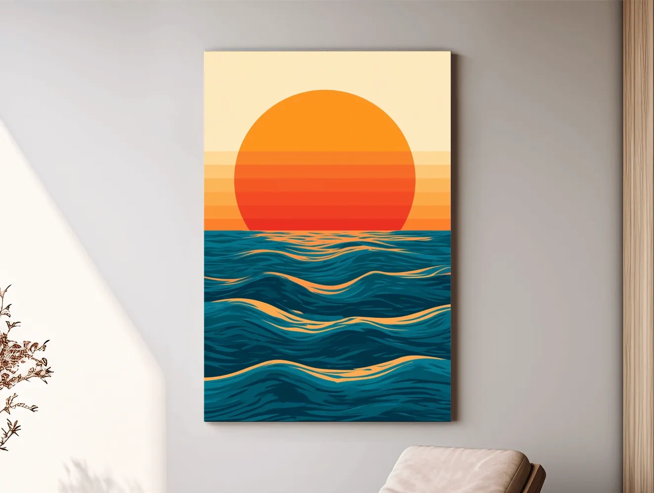 Mid-Century Ocean Sunset - Vector Ocean Wall Art