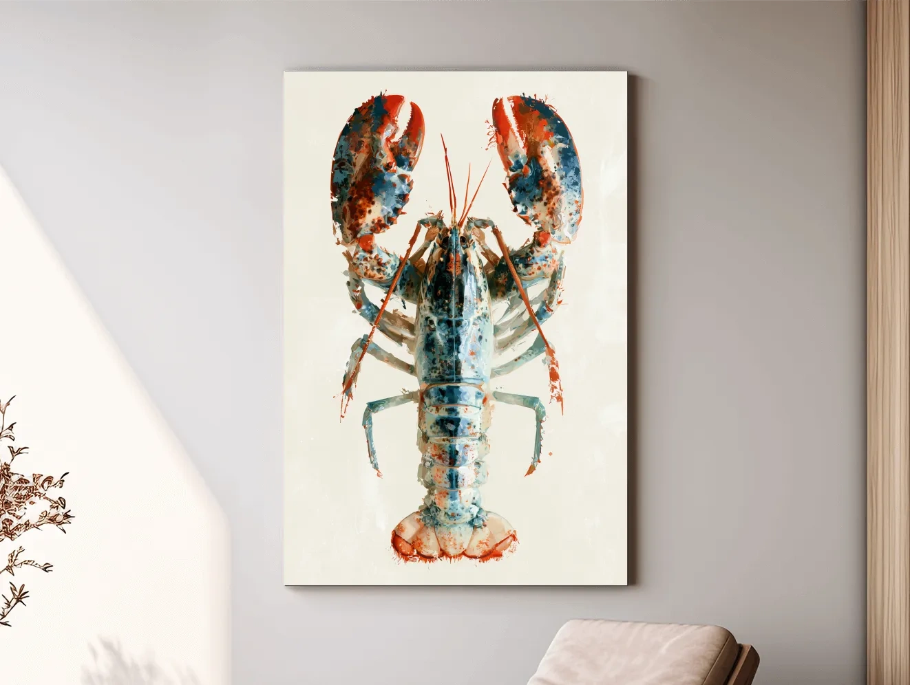 Minimalist Lobster Illustration - Coastal Marine Life Wall Art