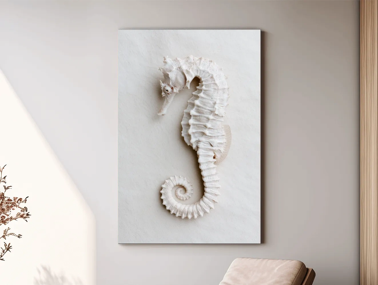 Minimalist Seahorse Hamptons Decor - Photographic Marine Life Wall Art