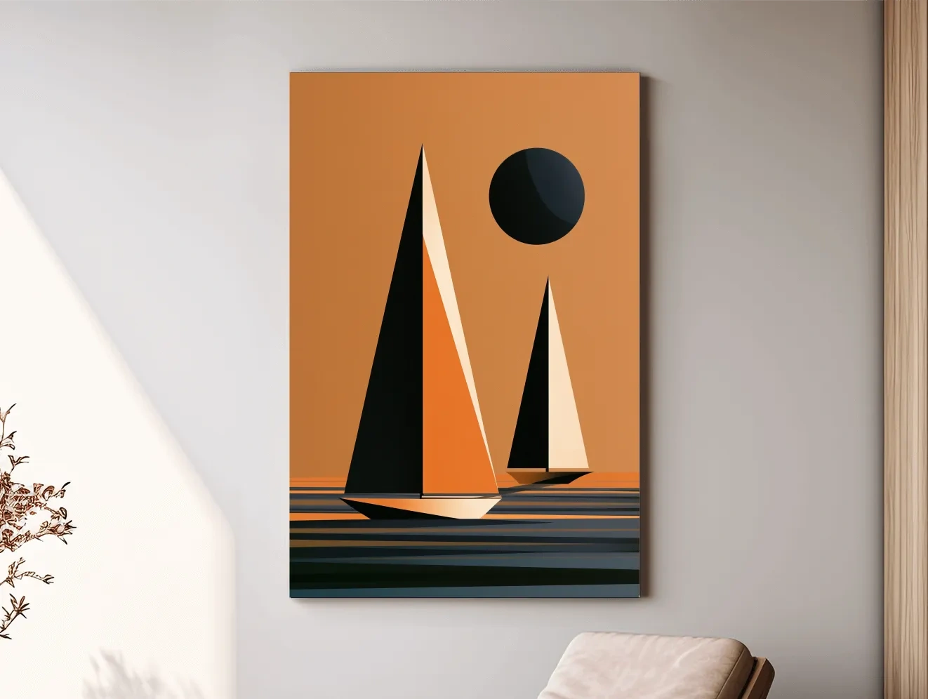 Mid-Century Sailboat Illustration - Minimalist Nautical Wall Art